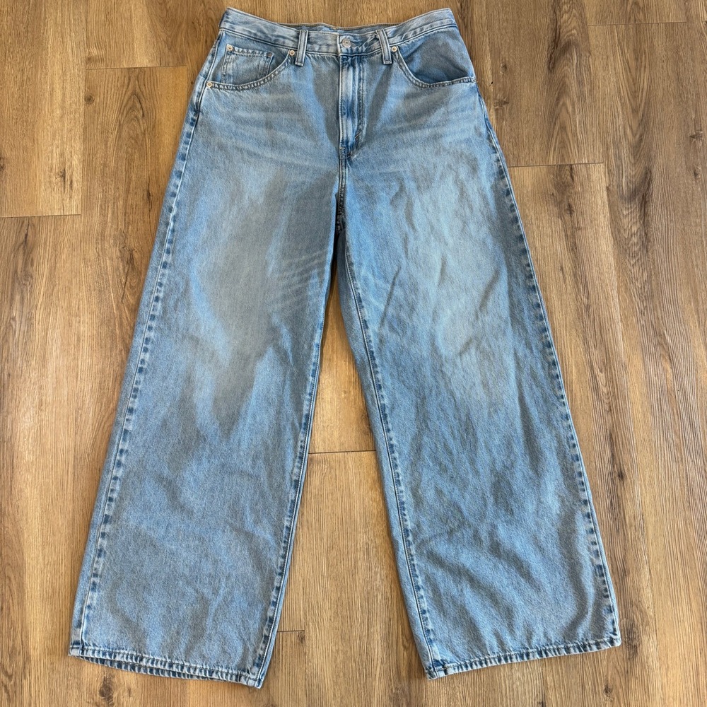 Wide Leg Flare Jeans in Light Blue Denim